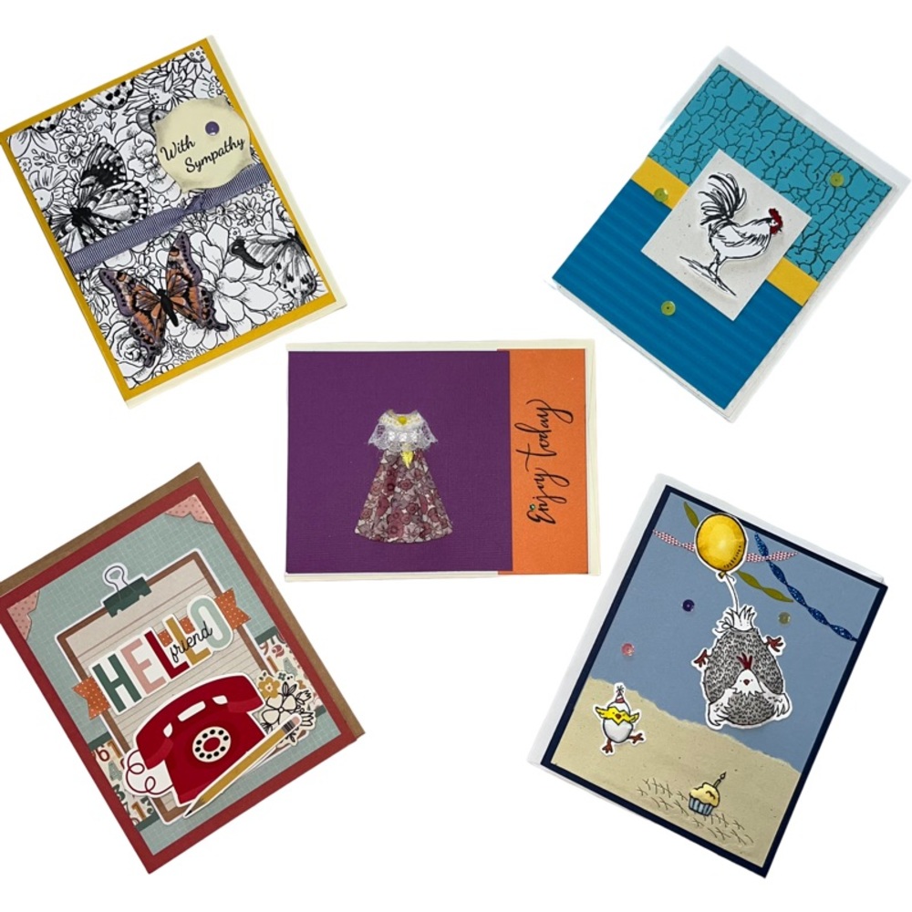 Handmade 3 dimensional paper art greeting cards. Pack of 5.